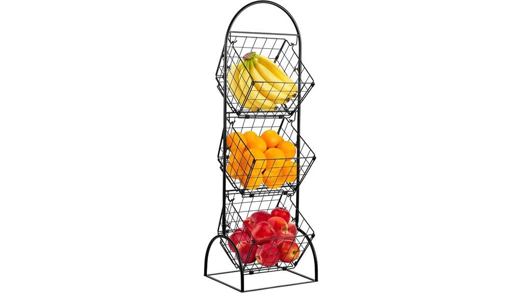 three tier wire basket storage