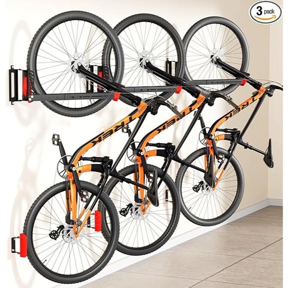 three wall mount bike racks