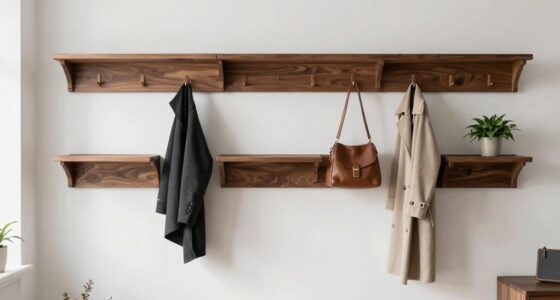 top floating shelves with hooks