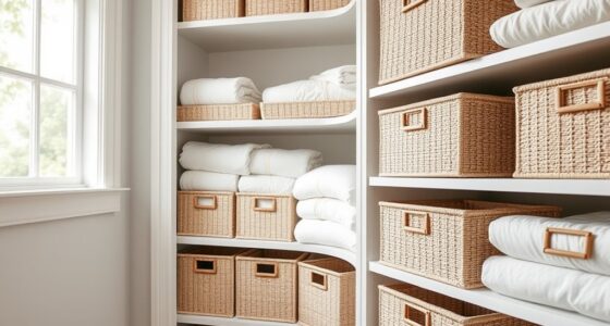 top linen closet storage bins