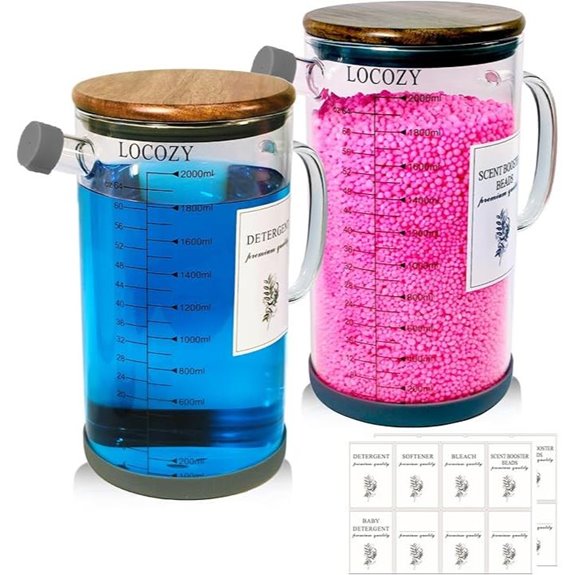 2-Pack 64oz Glass Laundry Dispenser with Wood Lid