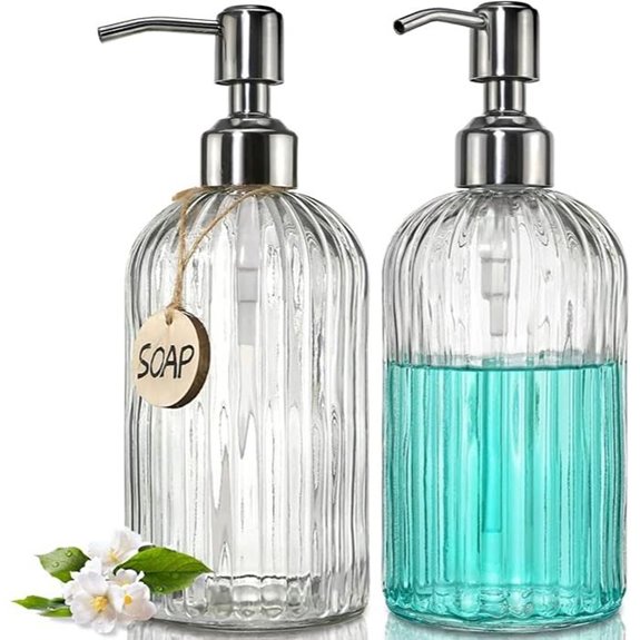 JASAI 2-Pack 18oz Glass Soap Dispensers with Stainless Pump