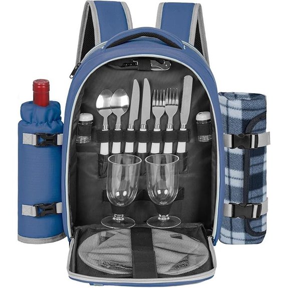 Picnic Backpack for 2 with Cooler Cutlery & Blanket