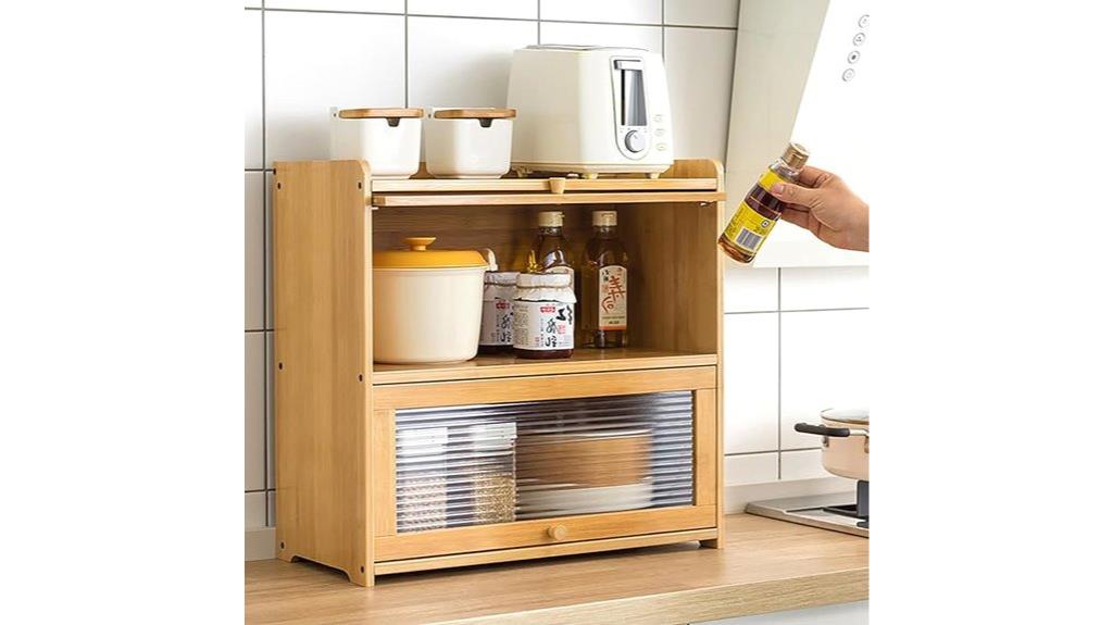 two tier flip up cabinet