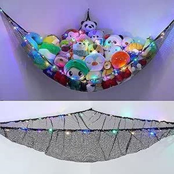 Unicorn Stuffed Animal Storage Organizer with LED Light