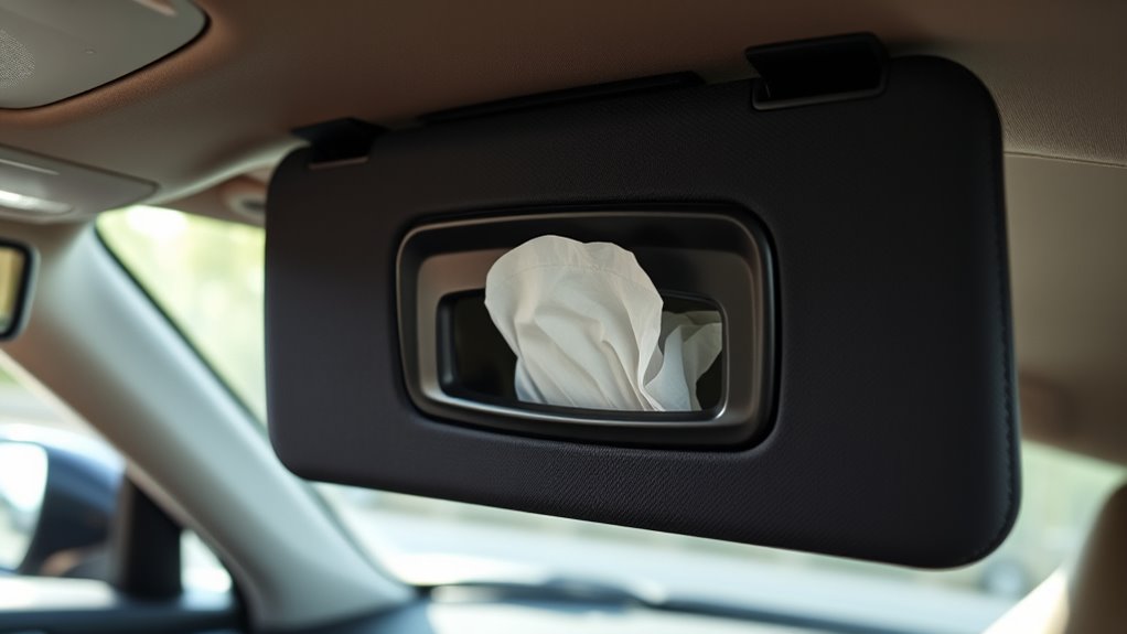 vehicle visor tissue holder suitability