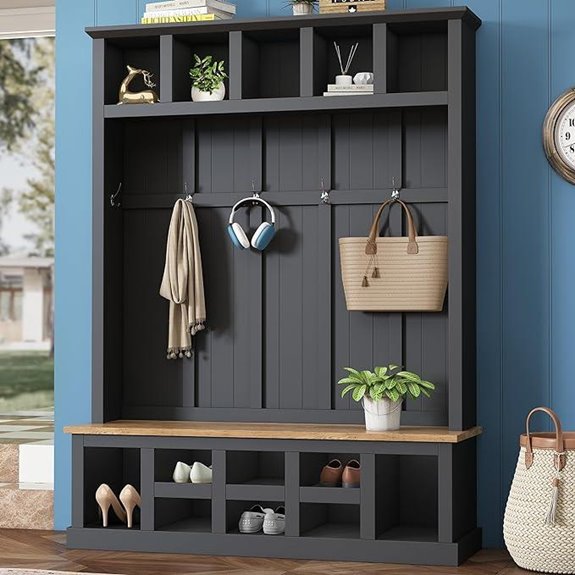 Farmhouse 5-in-1 Hall Tree with Shoe Storage