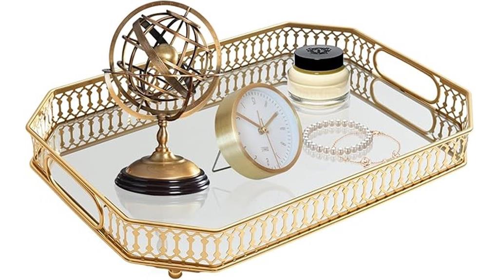 vintage gold mirrored tray