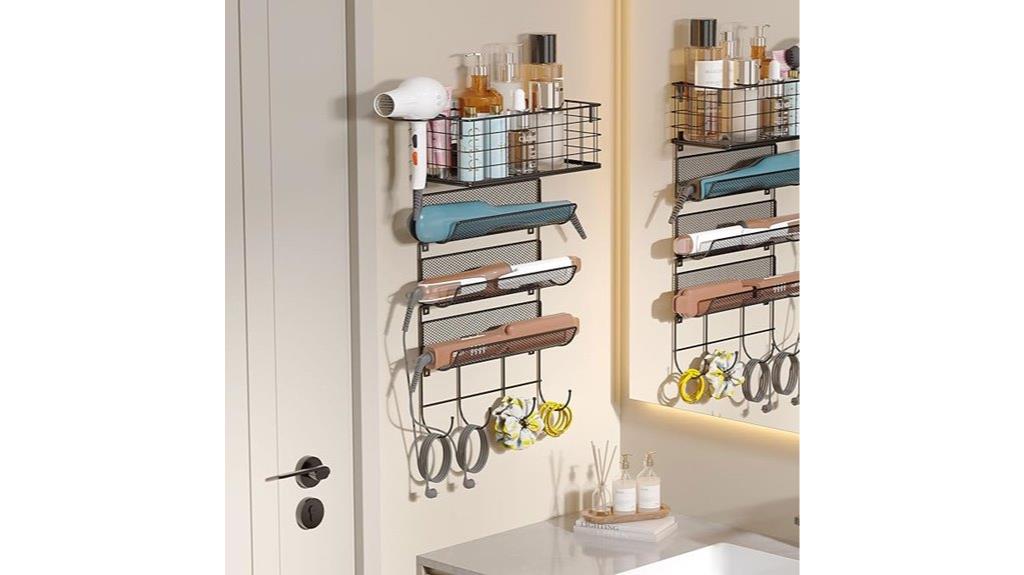 wall mount hair dryer organizer