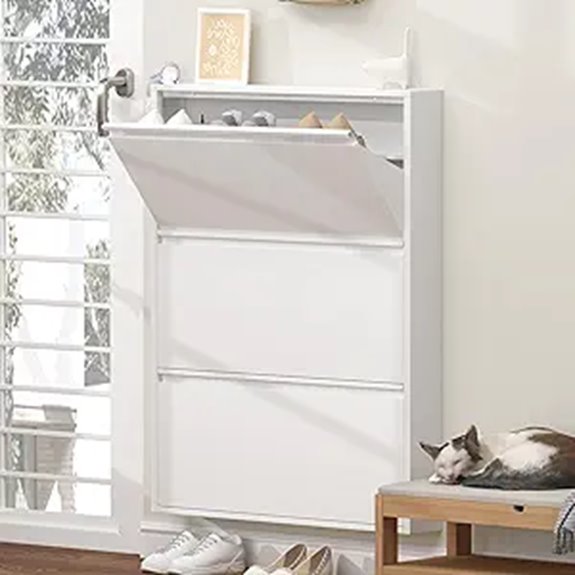 GREATMEET Wall-Mount Shoe Cabinet with 3 Drawers