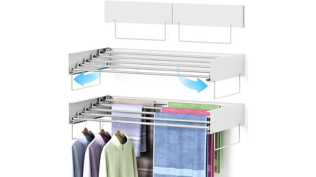 wall mounted 5 rod drying rack