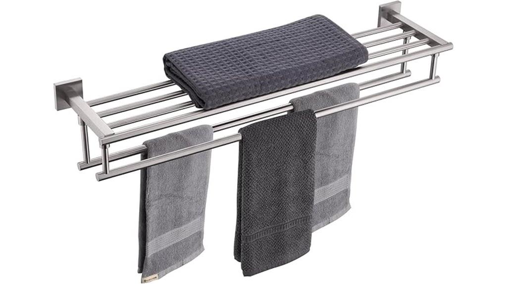 wall mounted double towel shelf