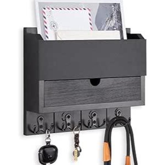 Wall Mount Mail & Key Organizer with Storage Drawer