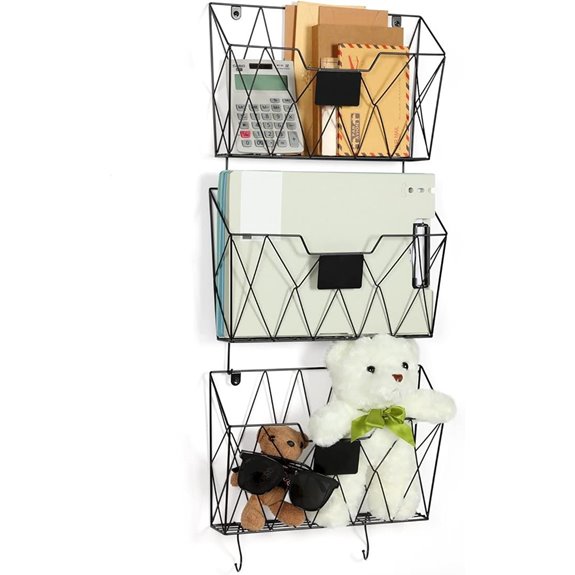 OYEAL Wall-Mounted Metal File Organizer with Hooks