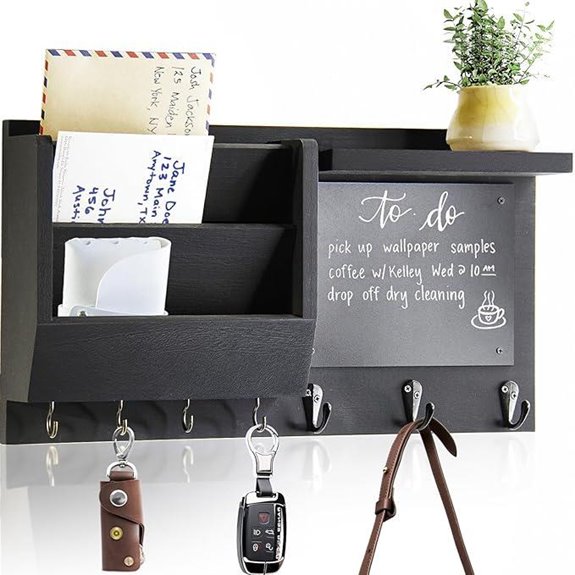 Wall Mount Key Holder with Shelf and Hooks