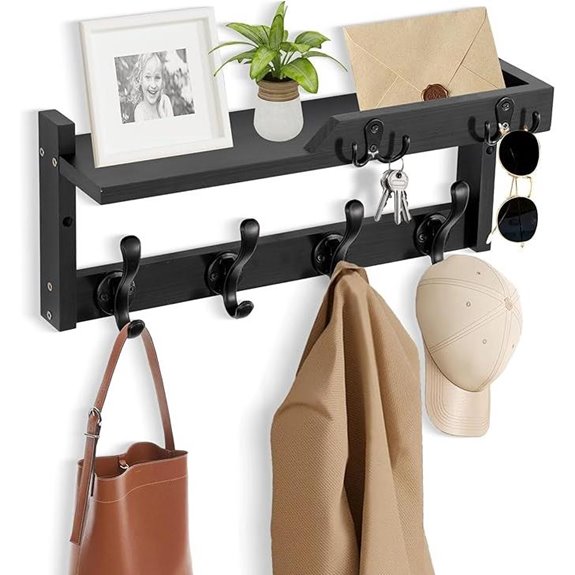Wall Mount Coat Rack with Shelf and Hooks