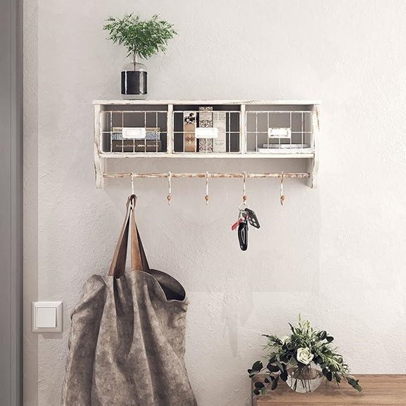 HBCY Wall-Mounted Shelf with Hooks and Baskets