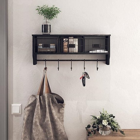 HBCY Wall Shelf with Hooks and Baskets