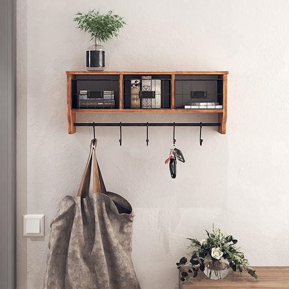HBCY Wall Mounted Shelf with Hooks and Baskets