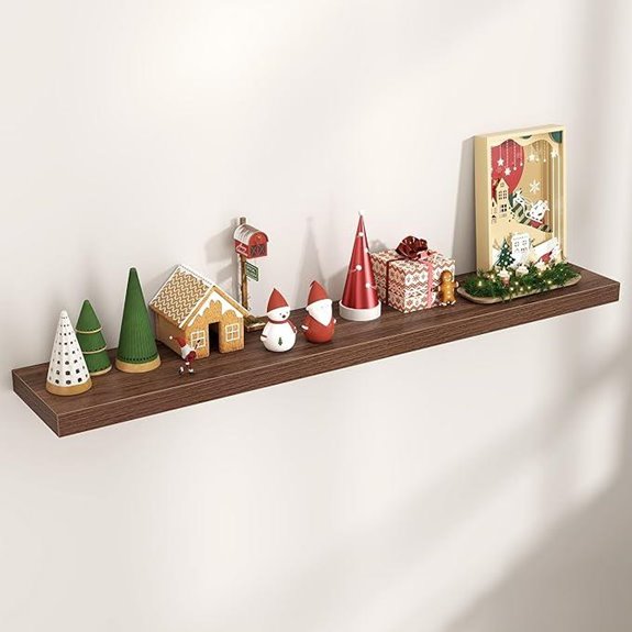 Floating Wall Shelves with Invisible Brackets Walnut