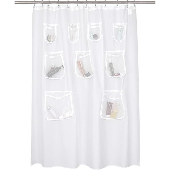 N&Y HOME Water-Repellent Shower Curtain with Pockets