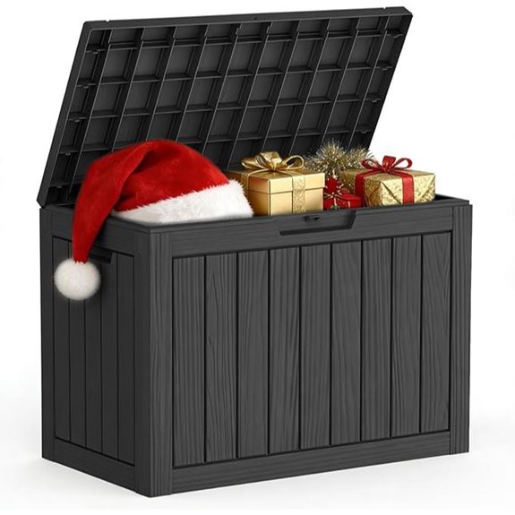 Outdoor Waterproof Storage Deck Box 45 Gallon Black