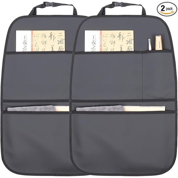 Waterproof Leather Kick Mat Car Seat Back Organizer (2-Pack)
