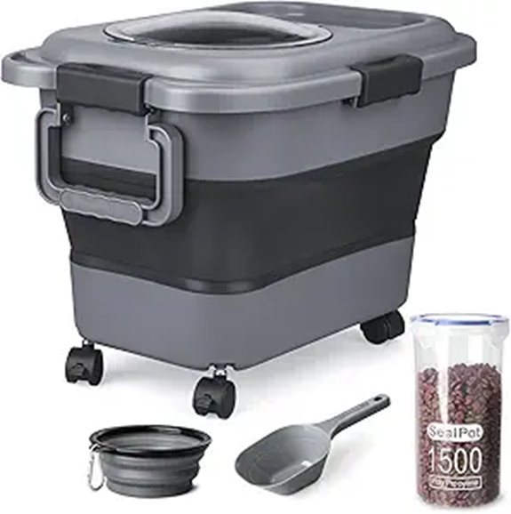 Dog Food Storage Container with Wheels and Scoop