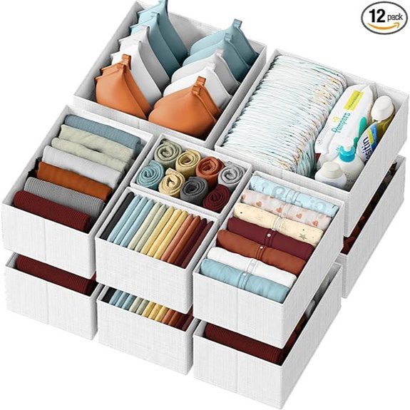 Drawer Organizer Clothes Set of 12 White-Grey