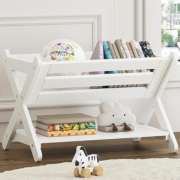 UTEX Kids Bookshelf with Caddy White