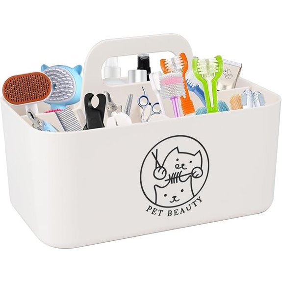Minimalist White Dog Cat Grooming Organizer Caddy