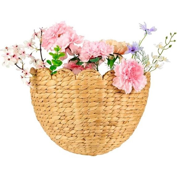 Scalloped Wicker Wall Basket for Boho Home Decor