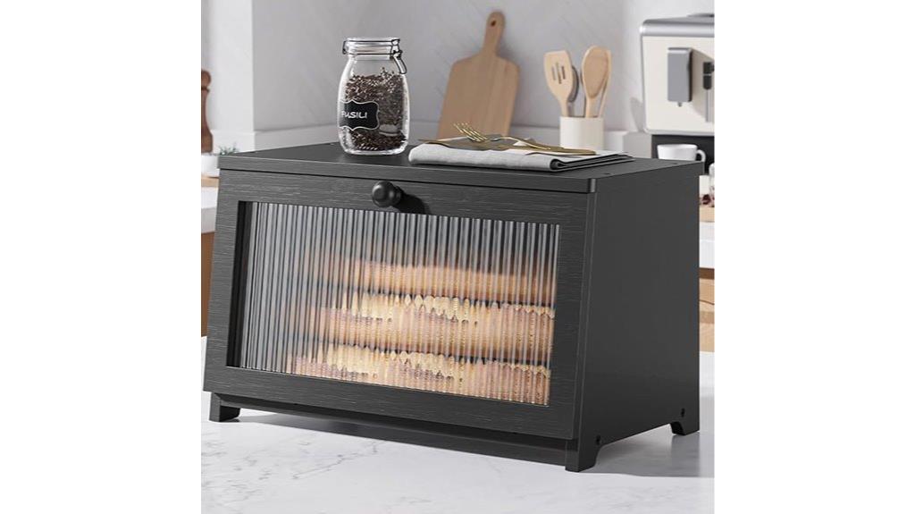 wooden bread box countertop