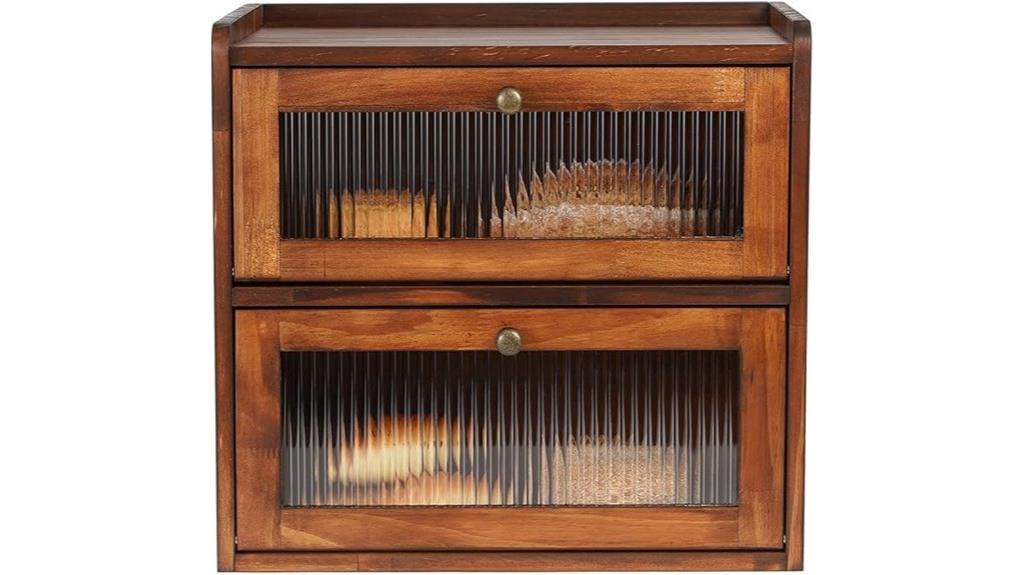 wooden bread box with acrylic