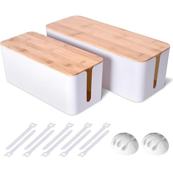 2 Pack Wooden Cable Management Boxes