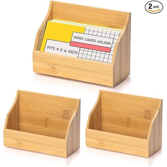 Wood Index Card Holder and Display Stand (2 Pack)