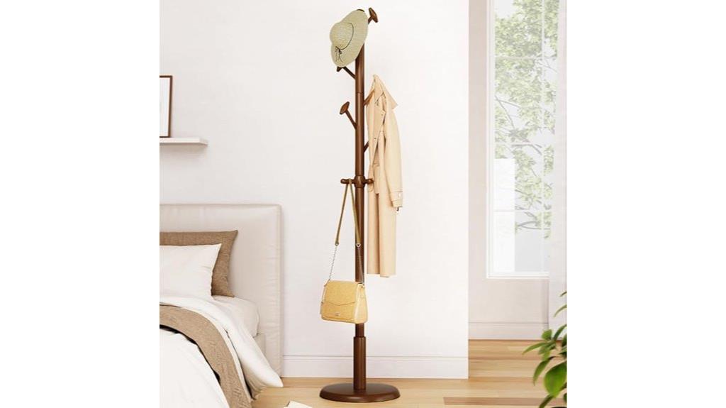 wooden coat rack with hooks