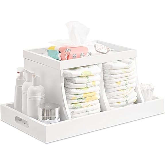 Wooden Diaper Caddy Organizer with Removable Dividers