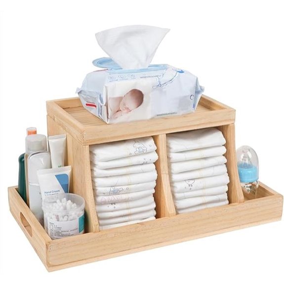 Wooden Diaper Caddy Organizer with Removable Dividers