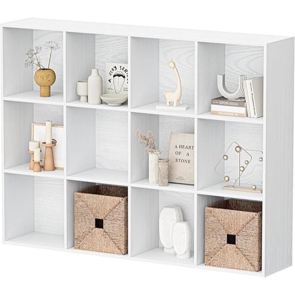 12-Cube Wooden Storage Organizer with Reversible Shelves