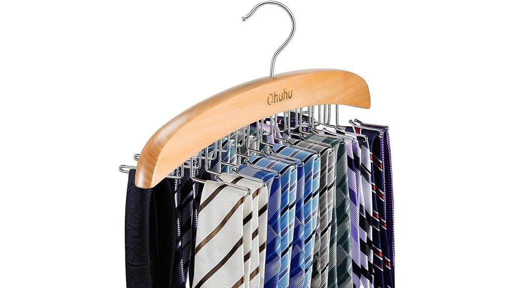wooden tie rack with 24 hooks