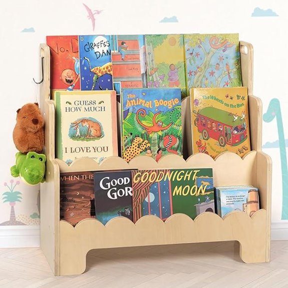 Kids Wooden 3-Tier Toddler Montessori Bookcase