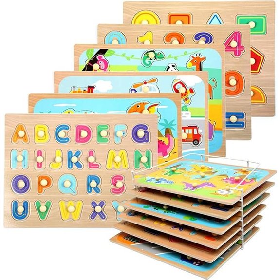 WOOD CITY Toddler Puzzle Set with Storage Rack