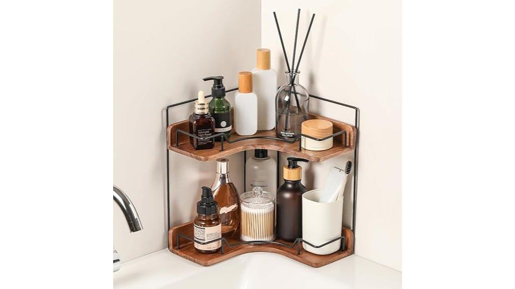 wooden two tier vanity organizer