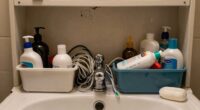 cluttered bathroom cabinet chaos