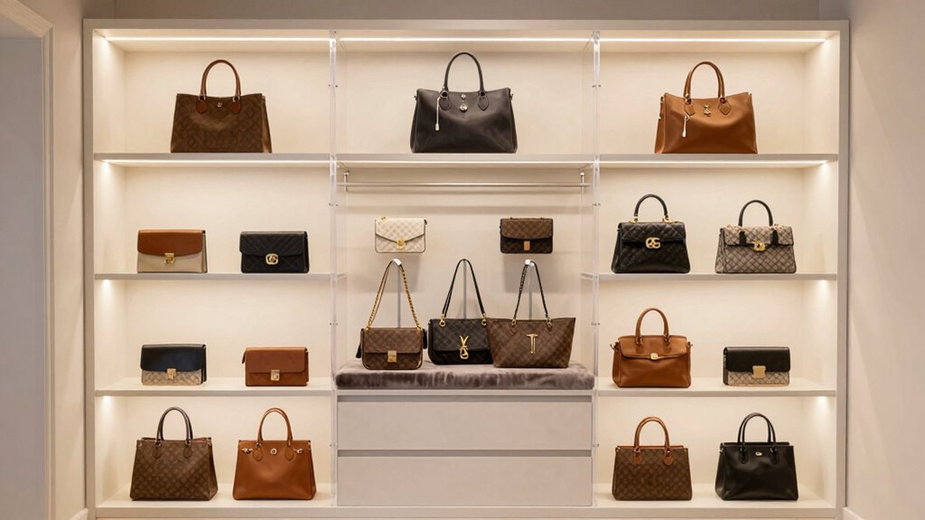 color coordinated handbag storage