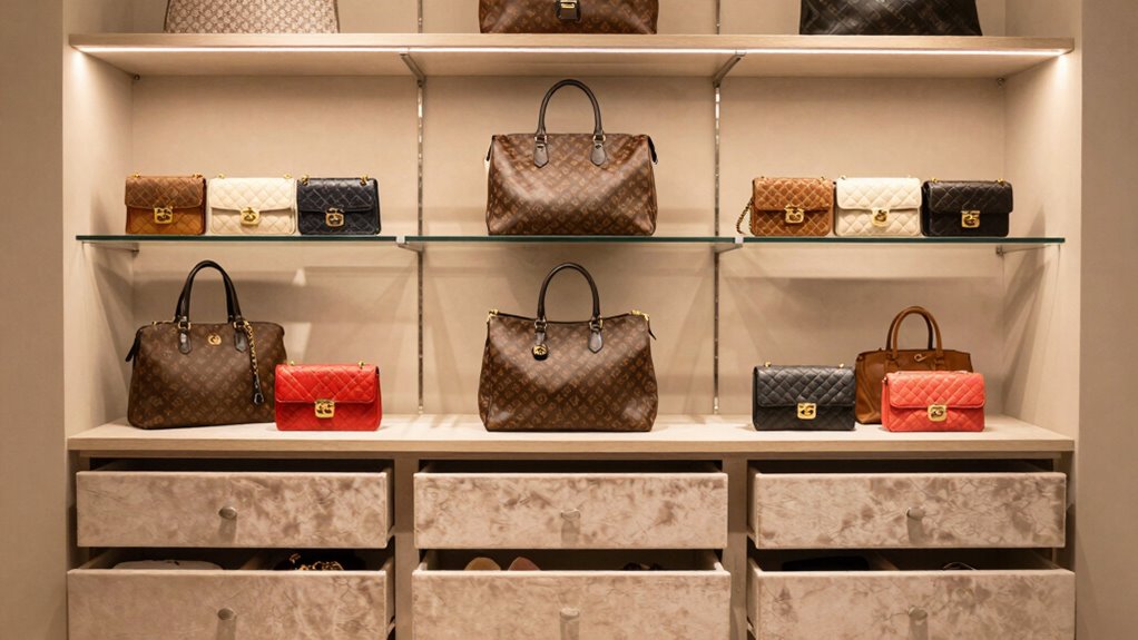 efficient handbag closet organization