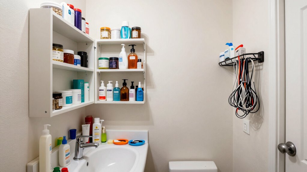 inefficient small bathroom storage