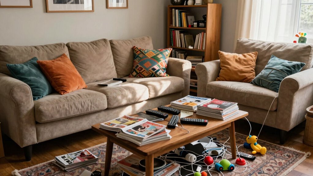 living room clutter tendency