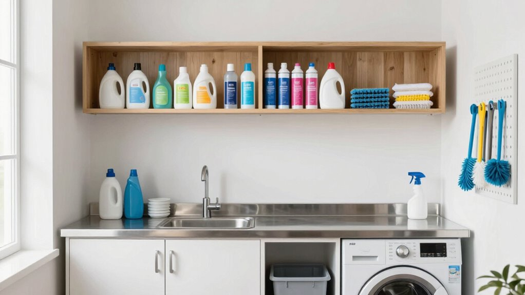 organized cleaning supply station
